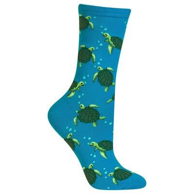 Turquoise Turtles Crew Socks