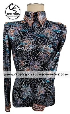'Painted J' Black, Silver, Copper & Turquoise Top 'Painted J' Black, Silver, Copper & Turquoise Top