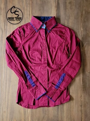 2 Tone Button Up - Burgundy