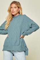 Teal High Neck Oversized Sweater