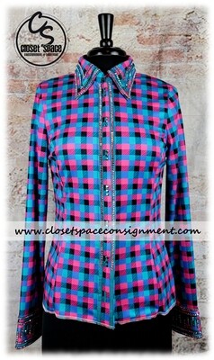 ​'Signature Styles' Teal, Purple & Pink Checker Shirt - NEW