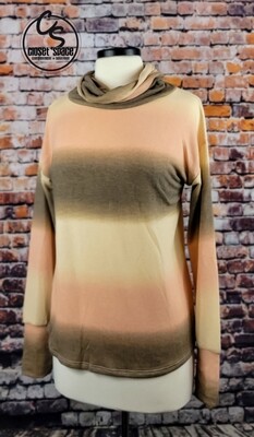 Blush & Brown Cowl Neck Sweater