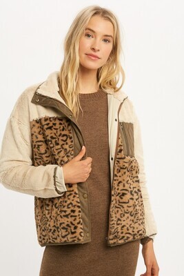 Ivory & Leopard Sherpa Jacket