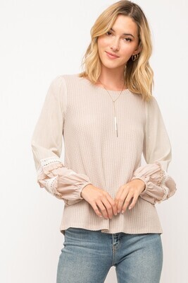 Rose Taupe Lace Long Sleeve Top