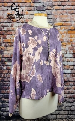 Purple & Sand Abstract Relaxed Long Sleeve Top