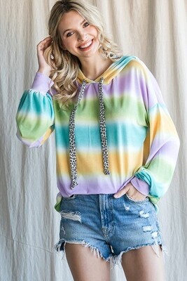 Tie-Dye & Leopard Long Sleeve Hoodie Tie-Dye & Leopard Long Sleeve Hoodie