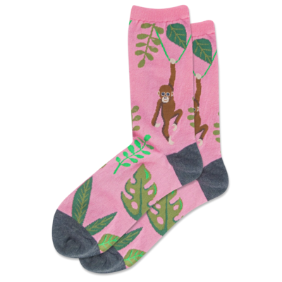 Pink Monkey Crew Socks