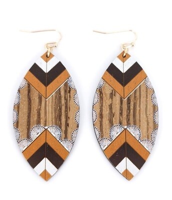 Western Aztec Triangles Wood Earrings
