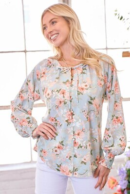 Mint & Coral Floral Long Sleeve