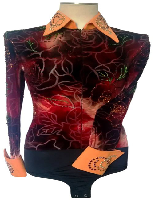 'Riding High USA' Orange, Red & Black Horsemanship Top 'Riding High USA' Orange, Red & Black Horsemanship Top