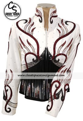 'Berry Fit' Black, White, Red & Gray Fringe Jacket 'Berry Fit' Black, White, Red & Gray Fringe Jacket