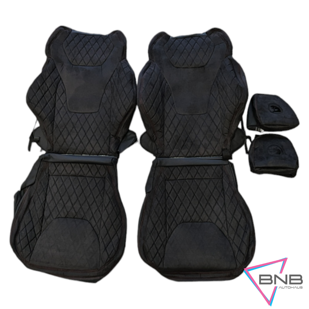 Holden VF GTS HSV Sedan Seat Skin Kit Black Suede Faces W/ Leather Backs