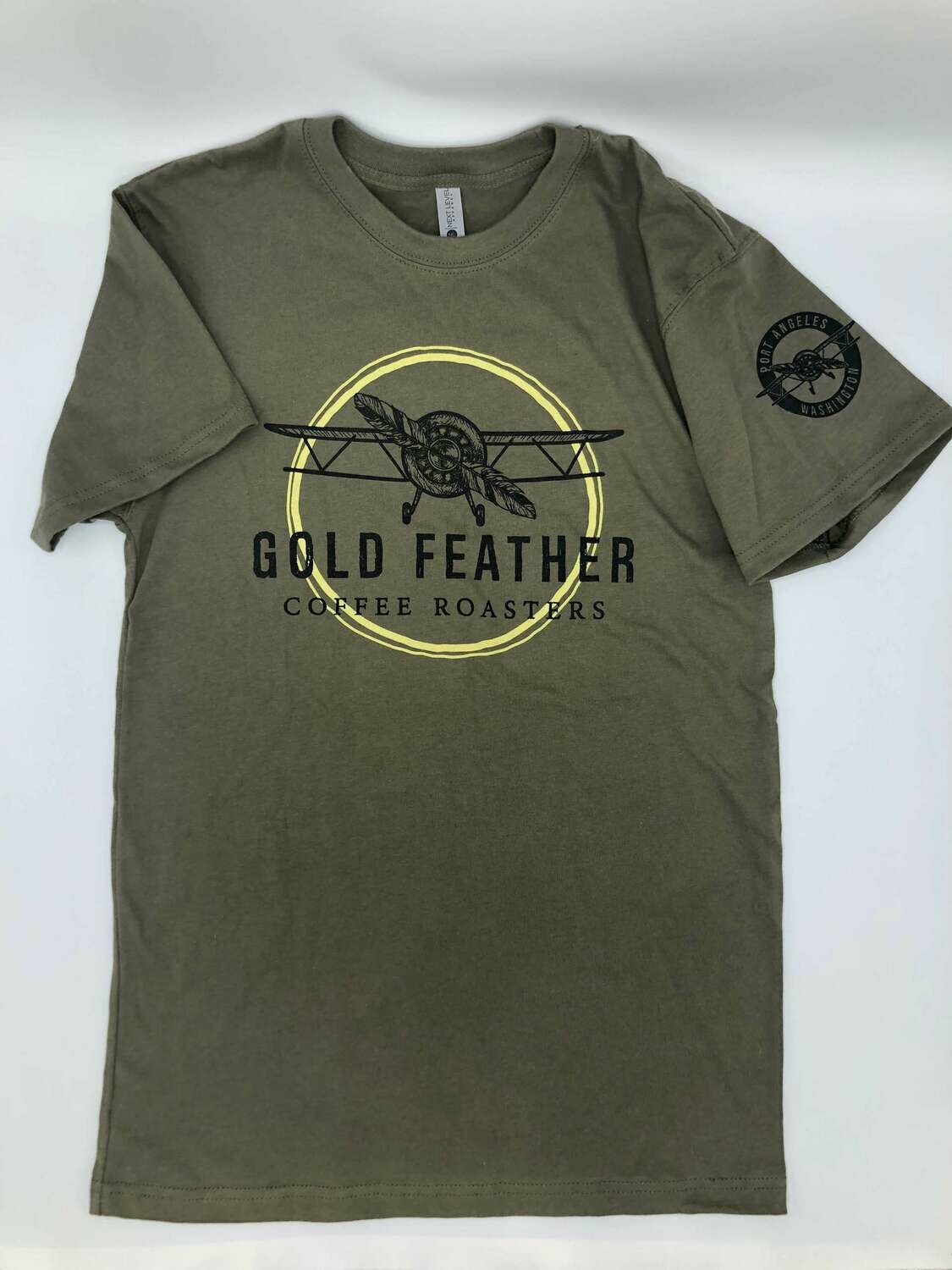 Gold Feather T-Shirt (Military Green)