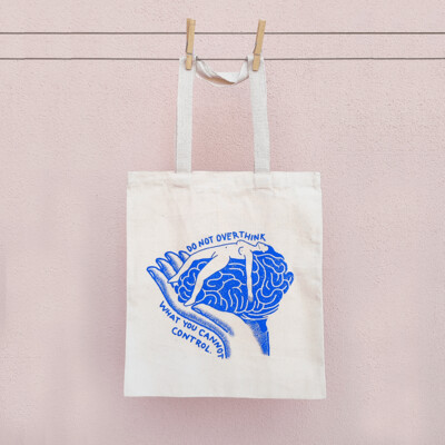 Do Not Overthink: raw cloth tote-bag