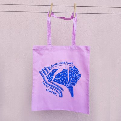 Do Not Overthink: pink tote-bag