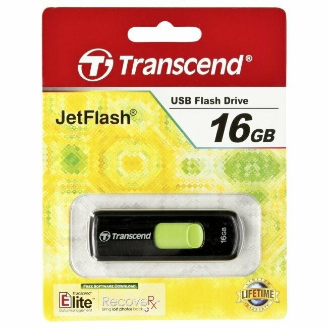 Llave USB Transcend JetFlash 500 16GB negro/verde