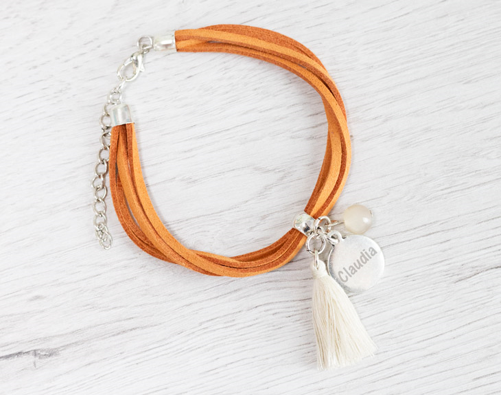 Pulsera étnica fleco marfil