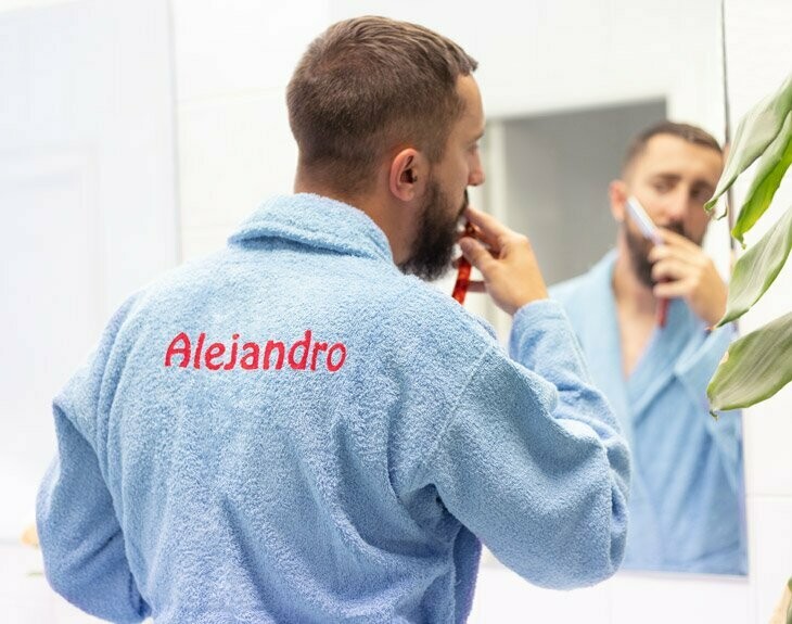 Albornoz bordado Azul