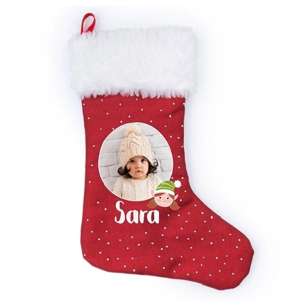 Calcetín navideño con foto