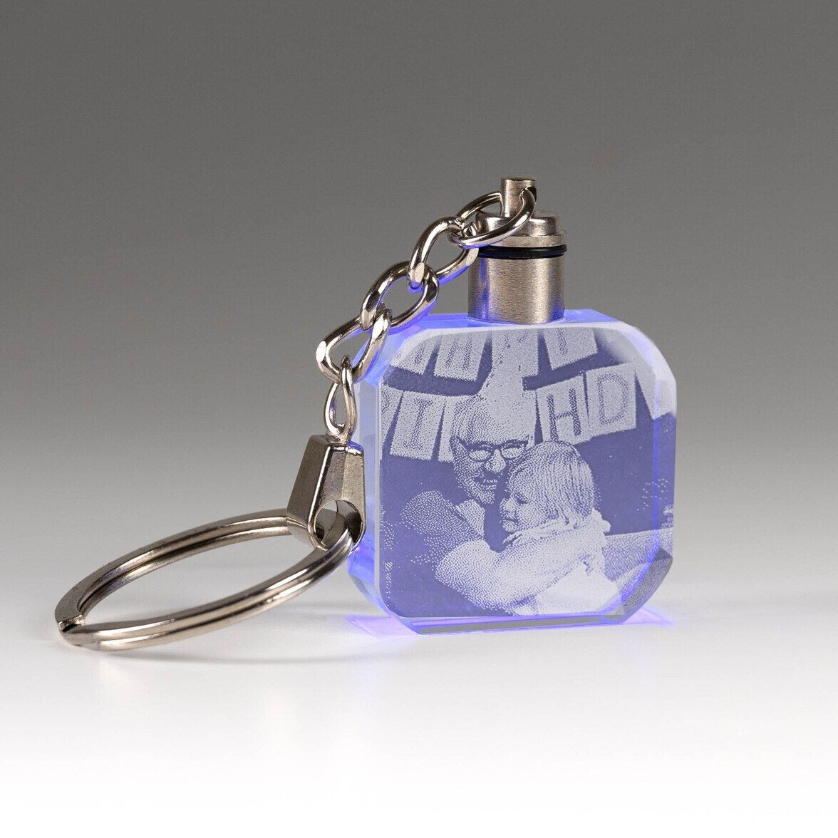 Llavero Cuadrado Cristal con Luz