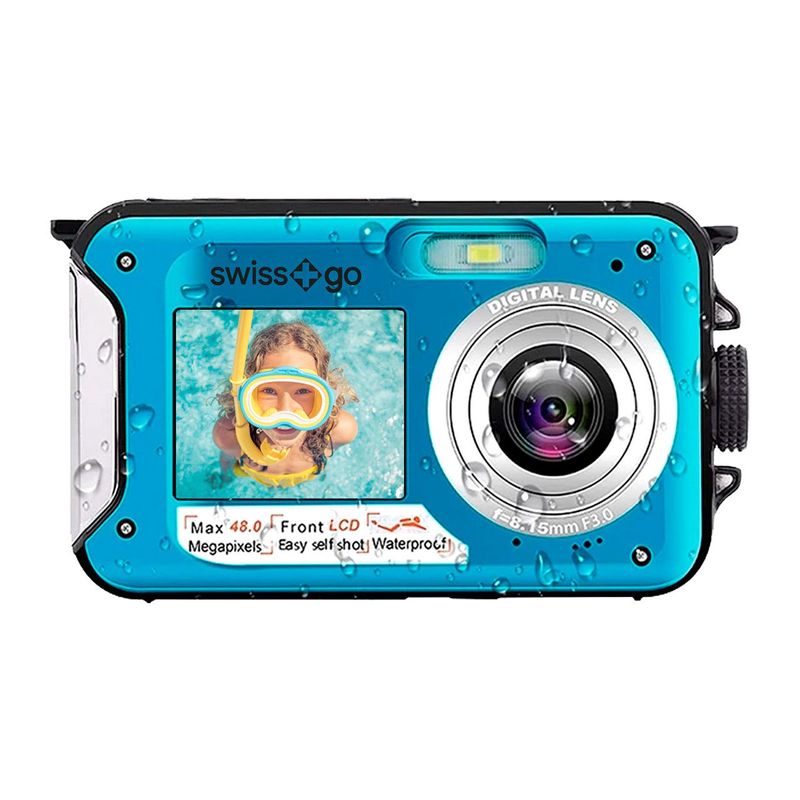 CAMARA DIGITAL SWISS+GO AQUASHOT BLUE+SD 16GB