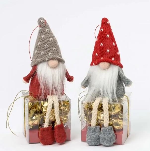 Estuche Gnomo rojo y gris base madera 8 croki-chocs