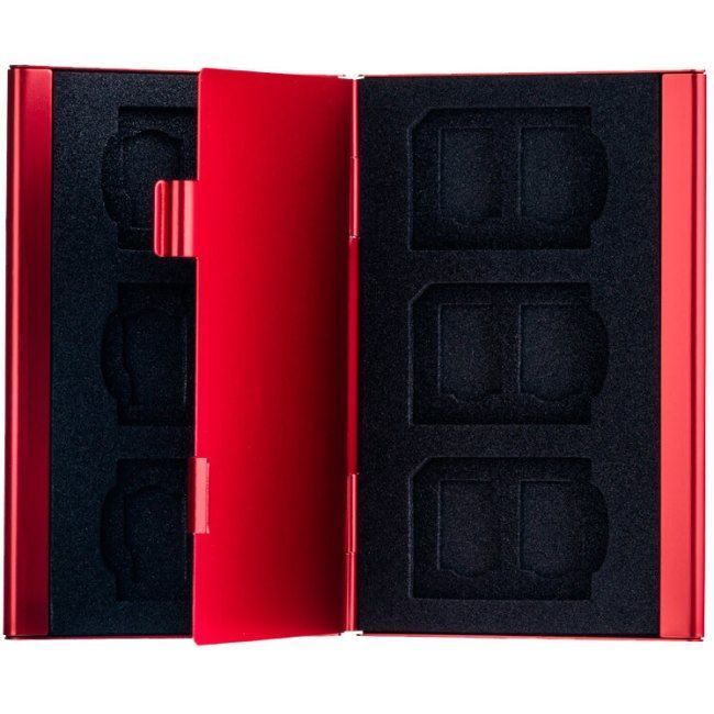 Estuche para tarjetas de memoria Gloxy 6SD + 12miniSD Rojo