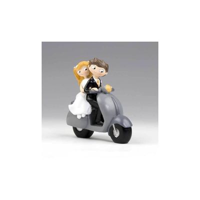 Figura Tarta novios en vespa gris Figura Tarta novios en vespa gris