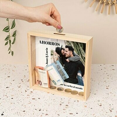 Hucha madera personalizada Hucha madera personalizada
