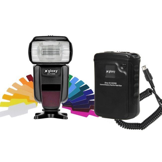 Flash Gloxy GX-F1000 TTL HSS + Batería externa Gloxy GX-EX2500
