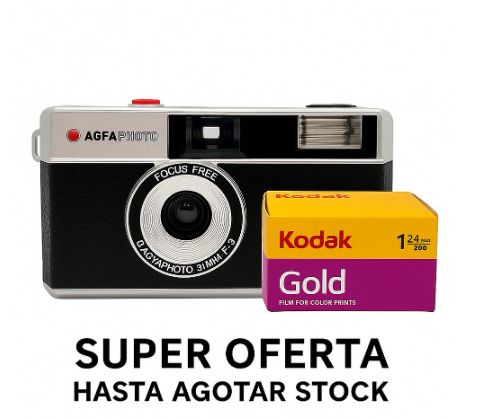 CAMARA AGFAPHOTO ANALÓGICA 35MM BLACK+KODAK 24EXP
