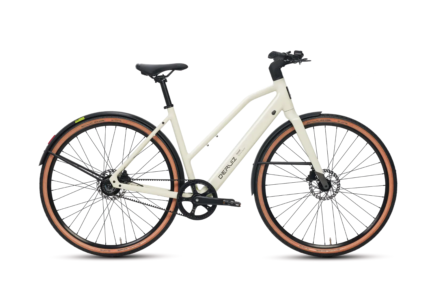 DERUIZ Turmali S 2025 E-Bike Urban Cream White mit Riemenantrieb und 360Wh Akku