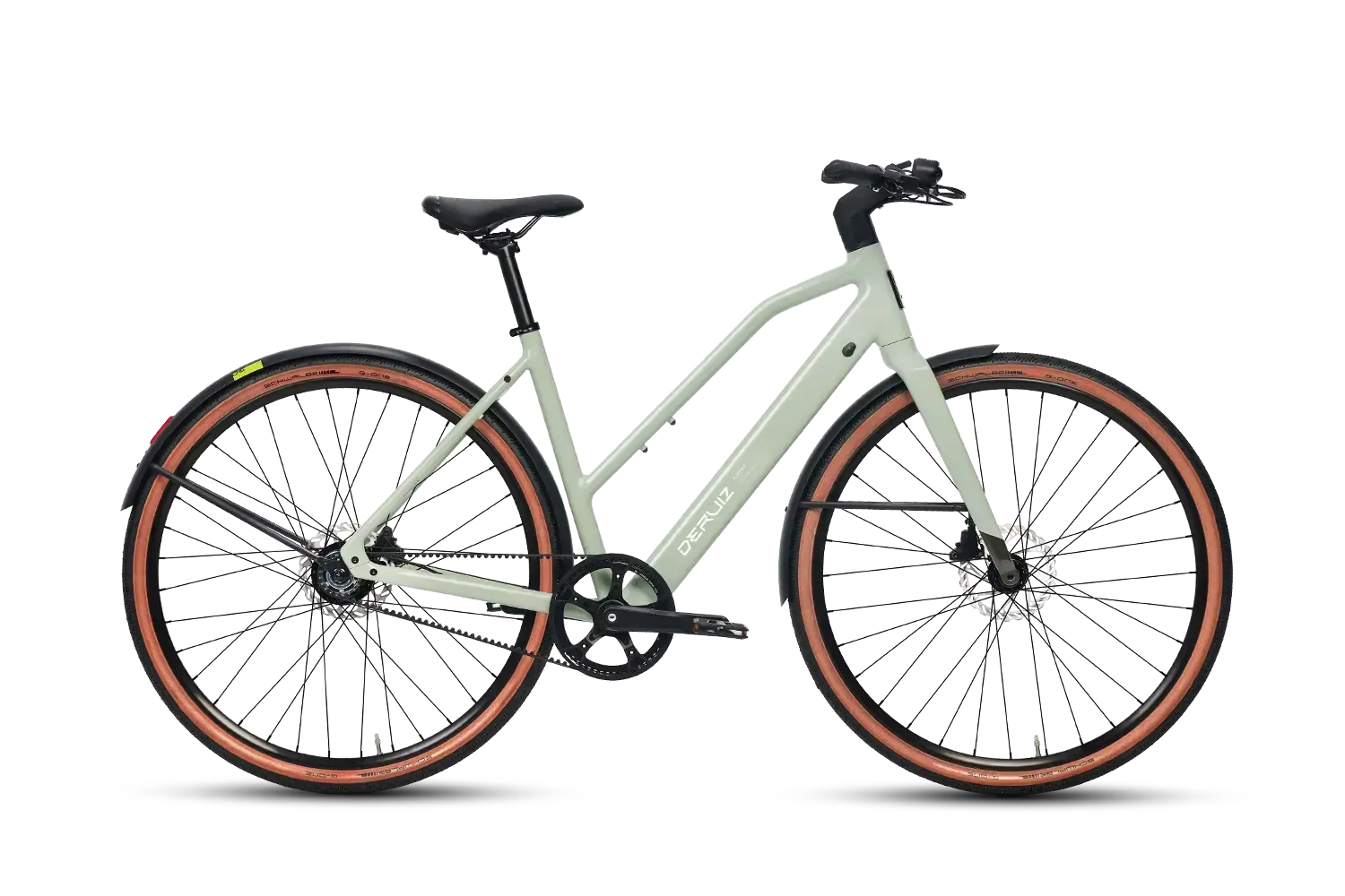 DERUIZ Turmali S 2025 E-Bike Urban Shade Green mit Riemenantrieb und 360Wh Akku