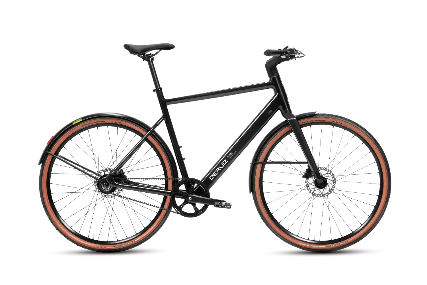 DERUIZ Turmali M/L 2025 E-Bike Urban schwarz mit Riemenantrieb und 360Wh Akku