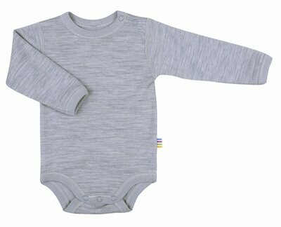 Baby Body lang Arm Wolle/Baumwolle grau