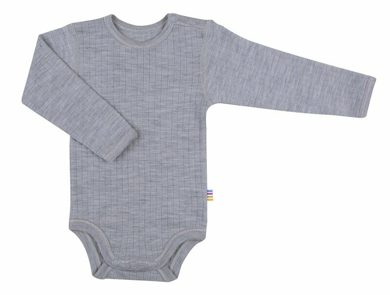 Baby Body lang Arm Wolle grau