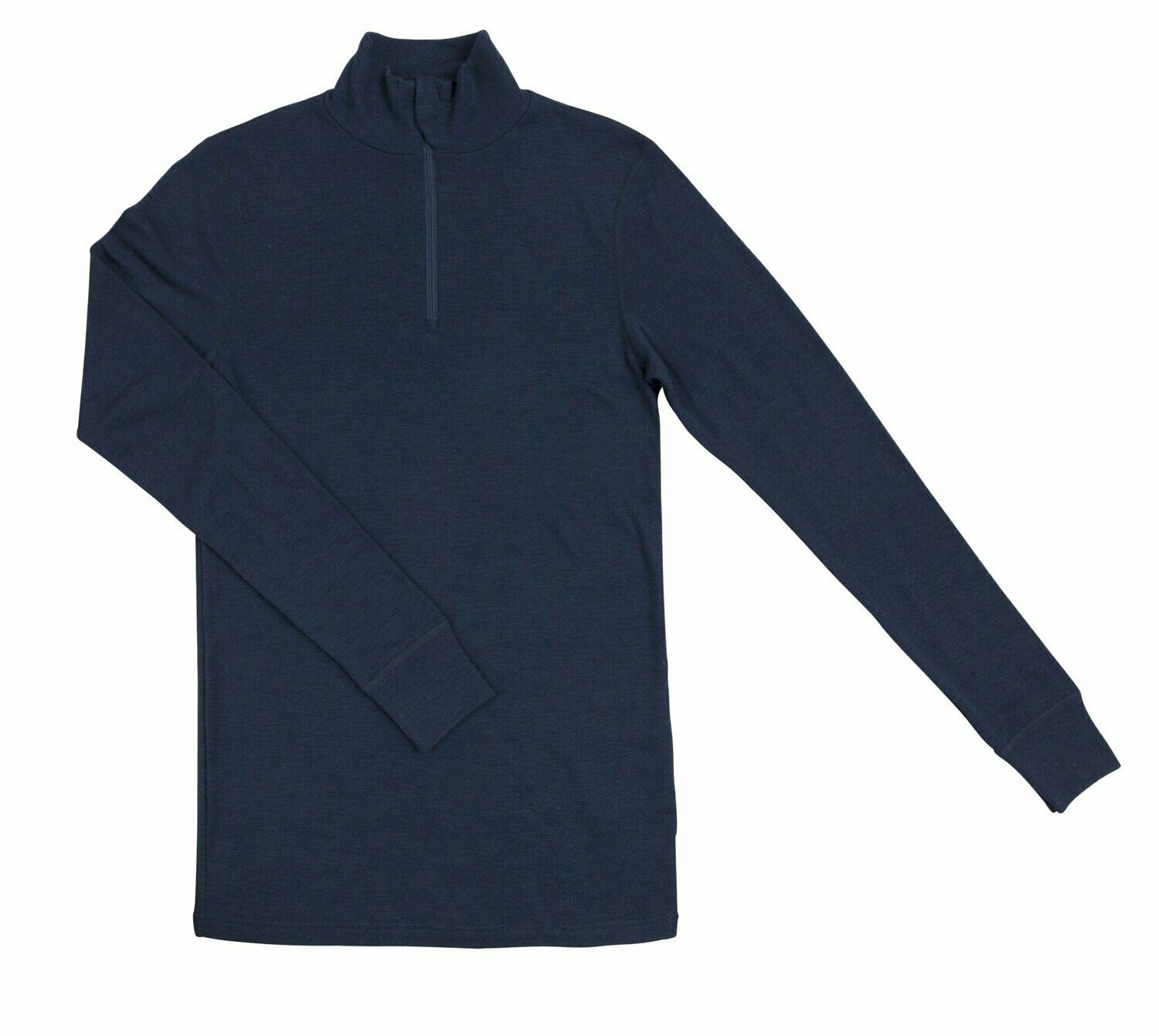 Herren Shirt mit Reißverschluss  CHRISTOPHER Wolle blau