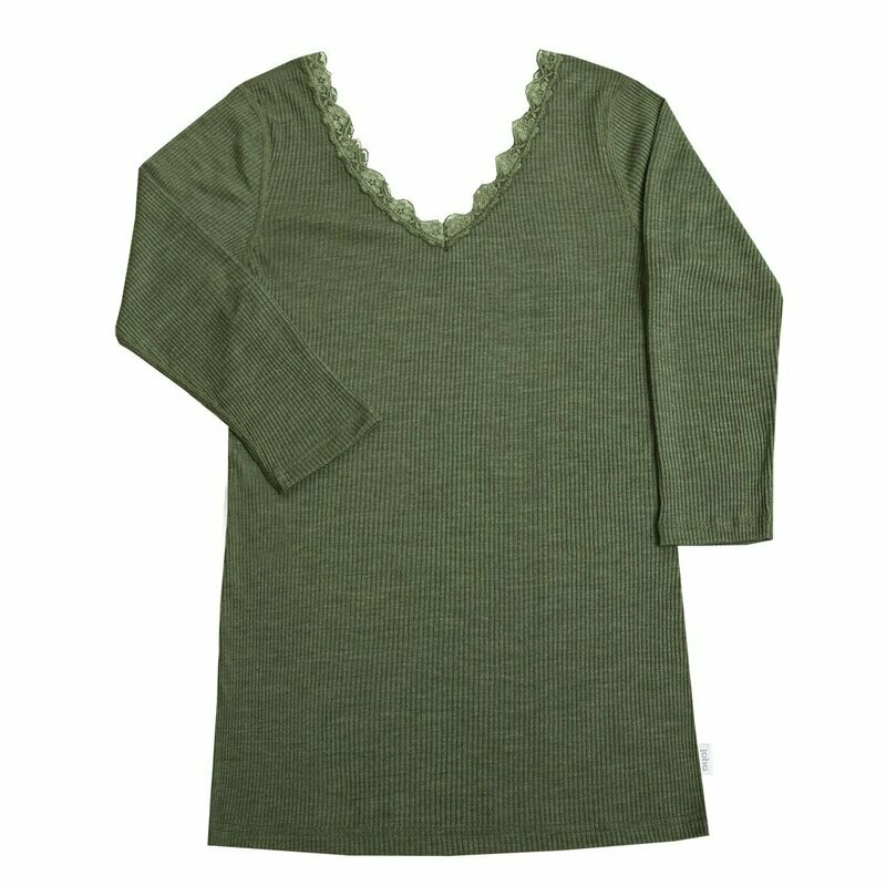 Damen KATE Shirt 3/4 Arm Wolle/Seide olive Damen KATE Shirt 3/4 Arm Wolle/Seide olive