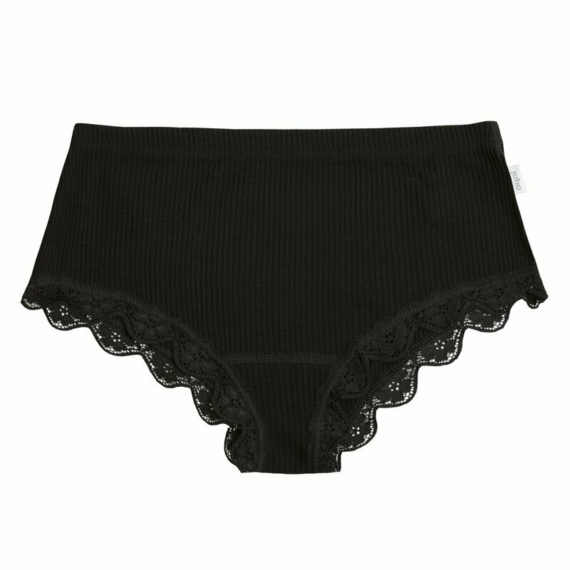 Damen KATE Hipster mit Spitze Wolle/Seide schwarz Damen KATE Hipster mit Spitze Wolle/Seide schwarz
