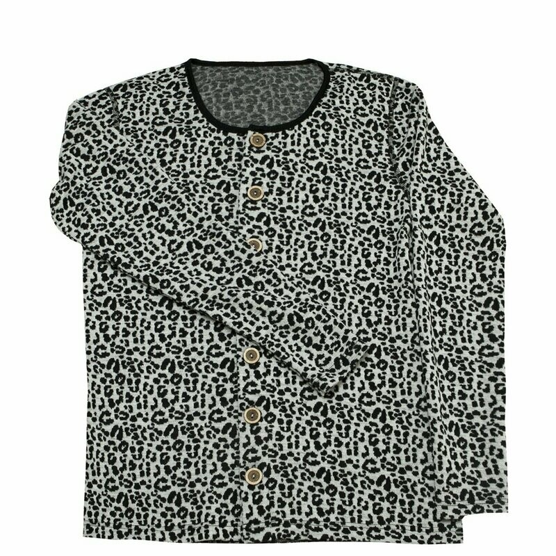 Damen JULIE Cardigan Wolle schwarz Leo Print Damen JULIE Cardigan Wolle schwarz Leo Print