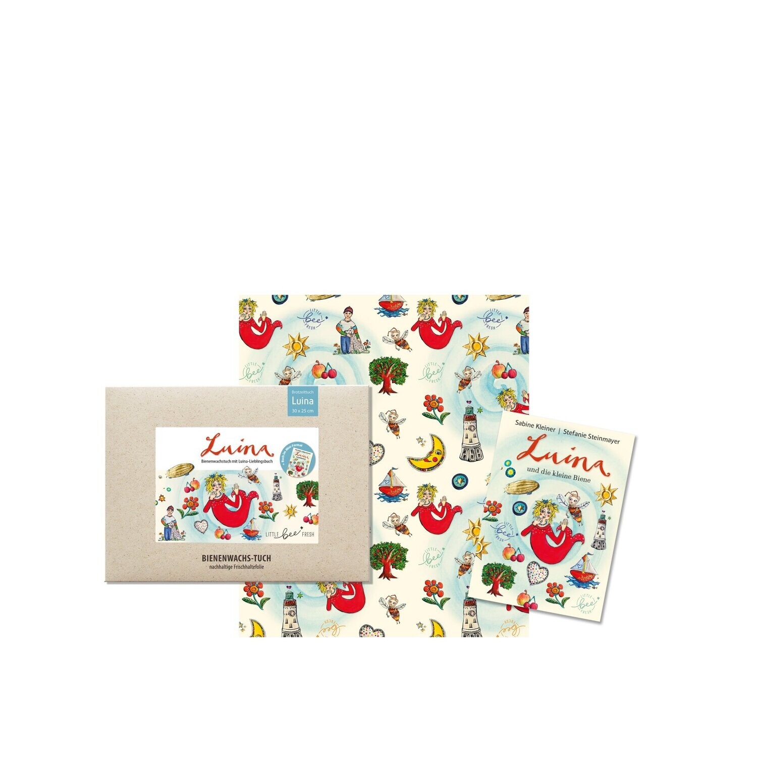 little bee fresh Kinder Bio-Bienenwachstuch "Luina" mit Lieblingsbuch