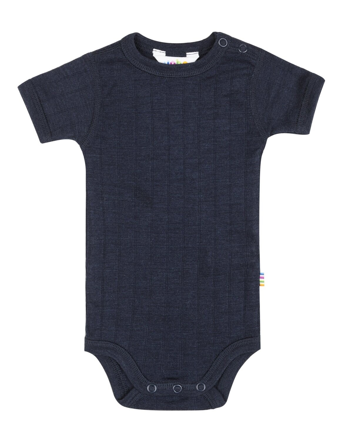 Baby Body kurz Arm Wolle/Seide blau