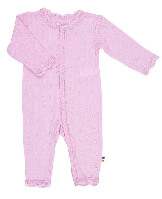 Baby Jumpsuit Ajours Muster  Wolle/Seide rosa