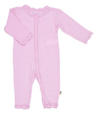 Baby Jumpsuit Ajours Muster Wolle/Seide rosa