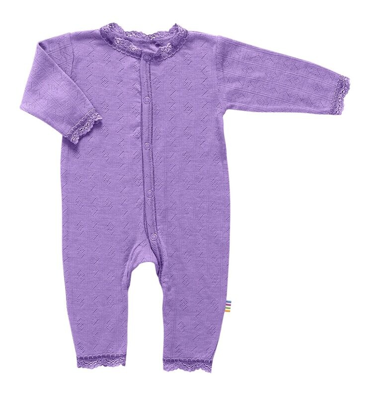 Baby Jumpsuit Ajours Muster  Wolle/Seide lila