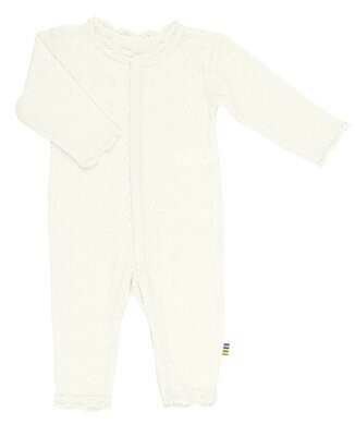 Baby Jumpsuit Ajours Muster Wolle/Seide creme