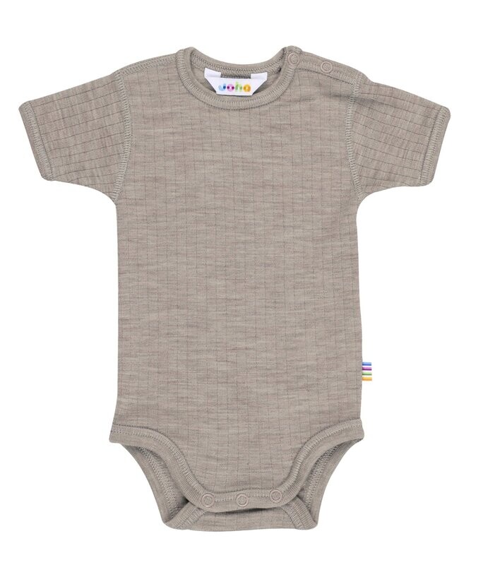 Baby Body kurz Arm Wolle sesam
