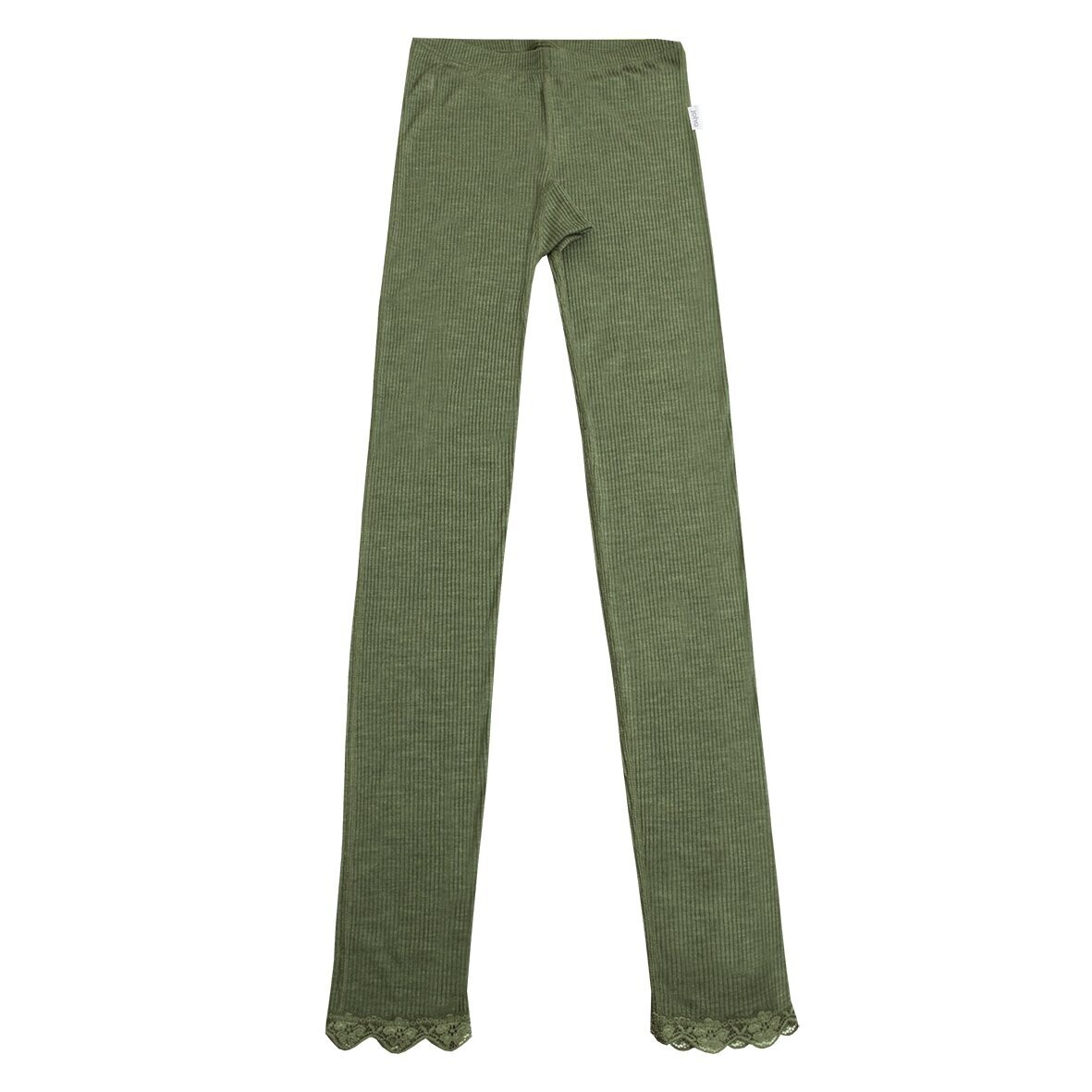 Damen KATE Leggings mit Spitze Wolle/Seide olive