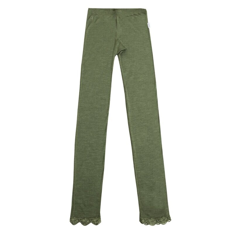 Damen KATE Leggings mit Spitze Wolle/Seide olive Damen KATE Leggings mit Spitze Wolle/Seide olive