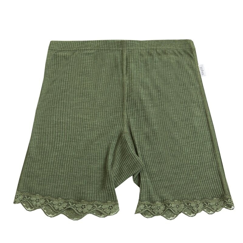 Damen KATE Shorts mit Spitze Wolle/Seide olive Damen KATE Shorts mit Spitze Wolle/Seide olive